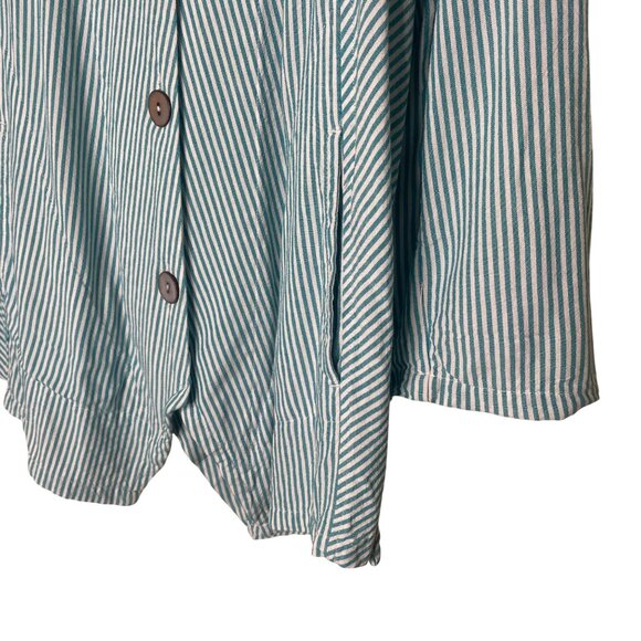 Soft Surroundings Tunic Top Womens Size M Blue Striped Button-Front Asymmetrical - Picture 7 of 11
